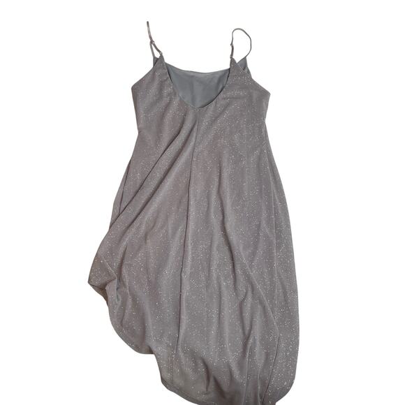 7DAY WKND Large Silver A Line Midi Dress NYE Glitter Sparkle Tank Grey Prom - Picture 2 of 4